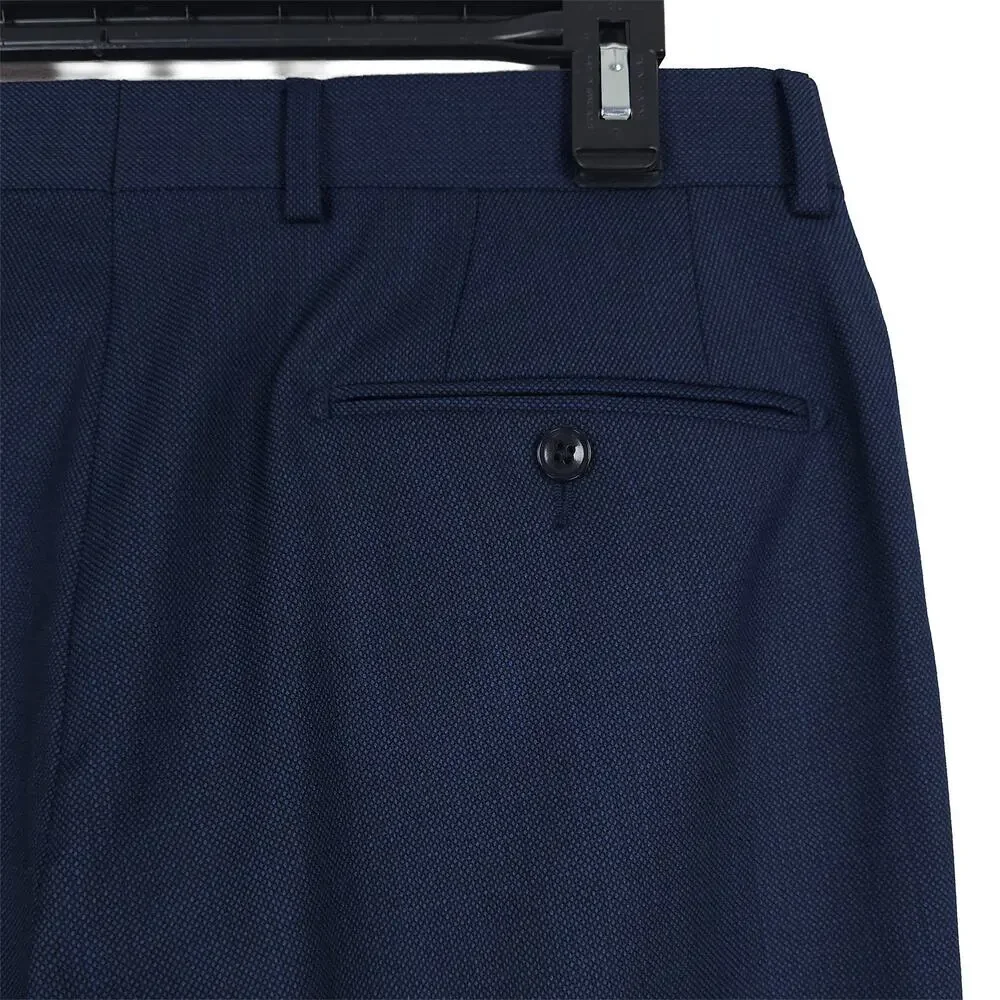 Calvin Klein Mens Slim Fit Suit Pants 32x30 Navy Blue Birdseye Wool Stretch NWT